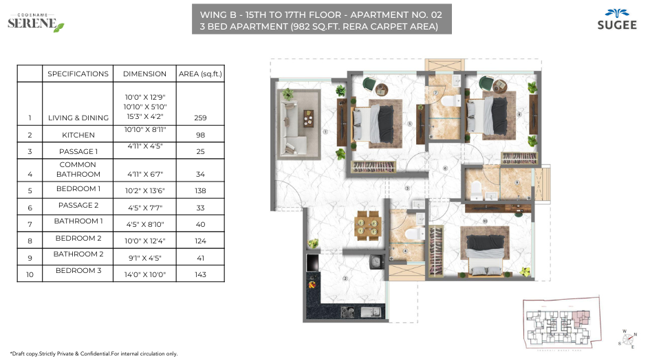 Sugee-Serene-Floor-Plan-Wing-B-3-BHK-982-Sqft